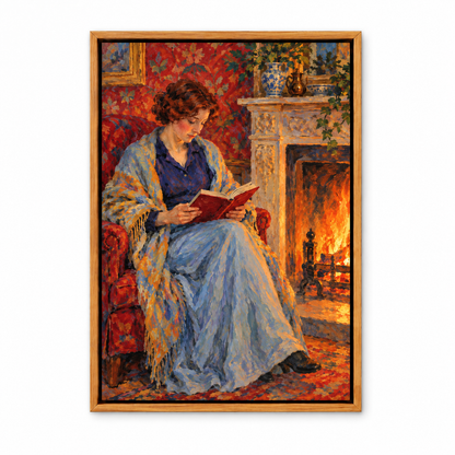 Fireside Reading Woman — Brown Frame finish product view | AUSJOJO