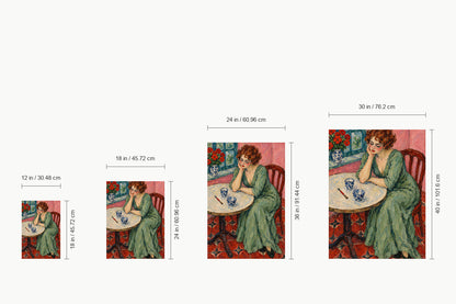 Melancholy Woman at Round Table — size comparison guide | AUSJOJO
