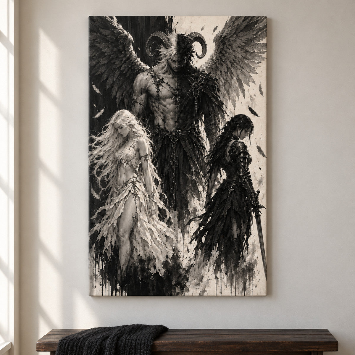 Fallen Angel Fantasy Trio — framed artwork main view | AUSJOJO