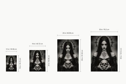 Gothic Woman Holding Skull — size comparison guide | AUSJOJO