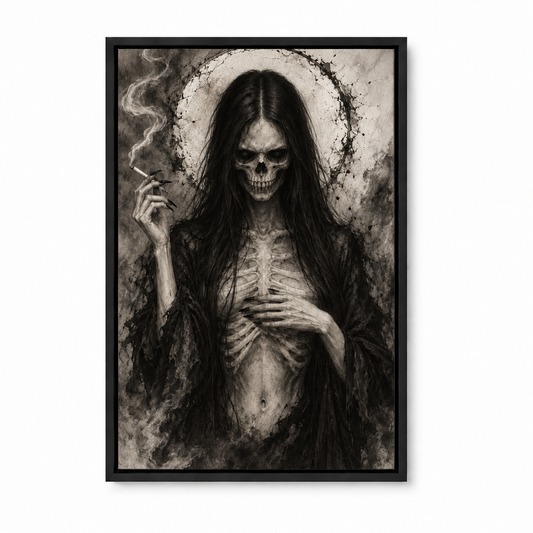 Skeletal Smoking Gothic Figure — Black Frame finish product view | AUSJOJO