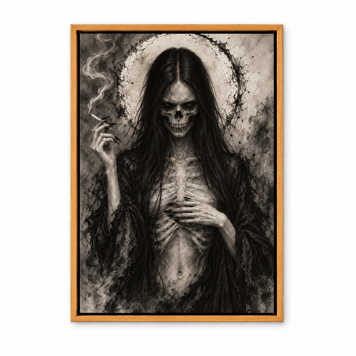 Skeletal Smoking Gothic Figure — Brown Frame finish product view | AUSJOJO