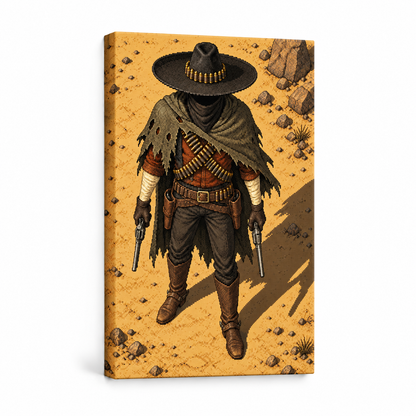 Pixel Desert Gunslinger — Stretched Canvas product view | AUSJOJO