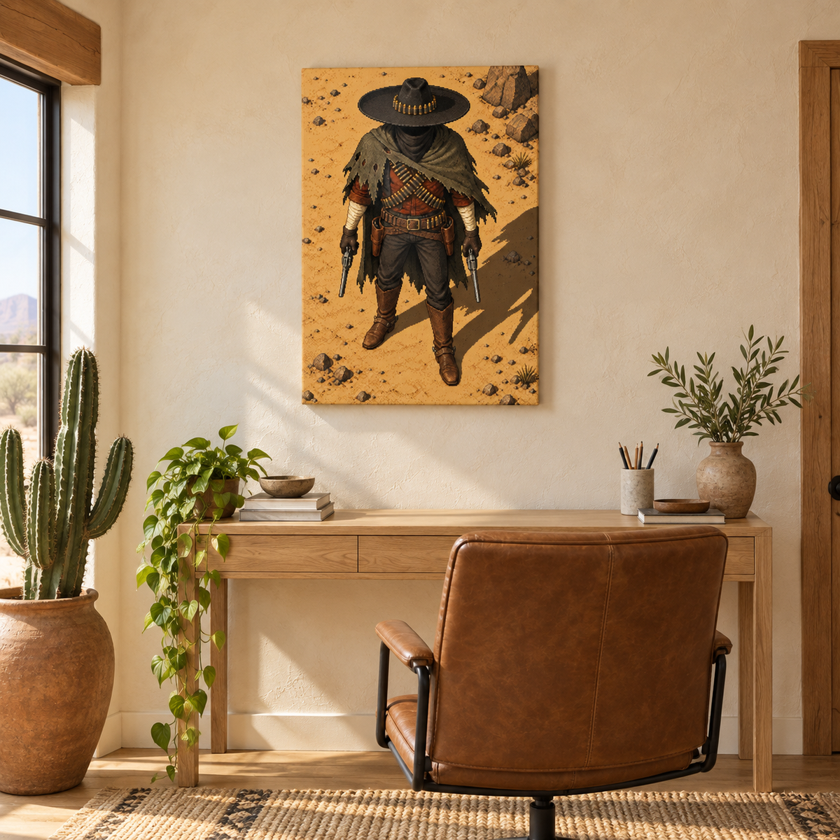 Pixel Desert Gunslinger — Black Frame room scene | AUSJOJO