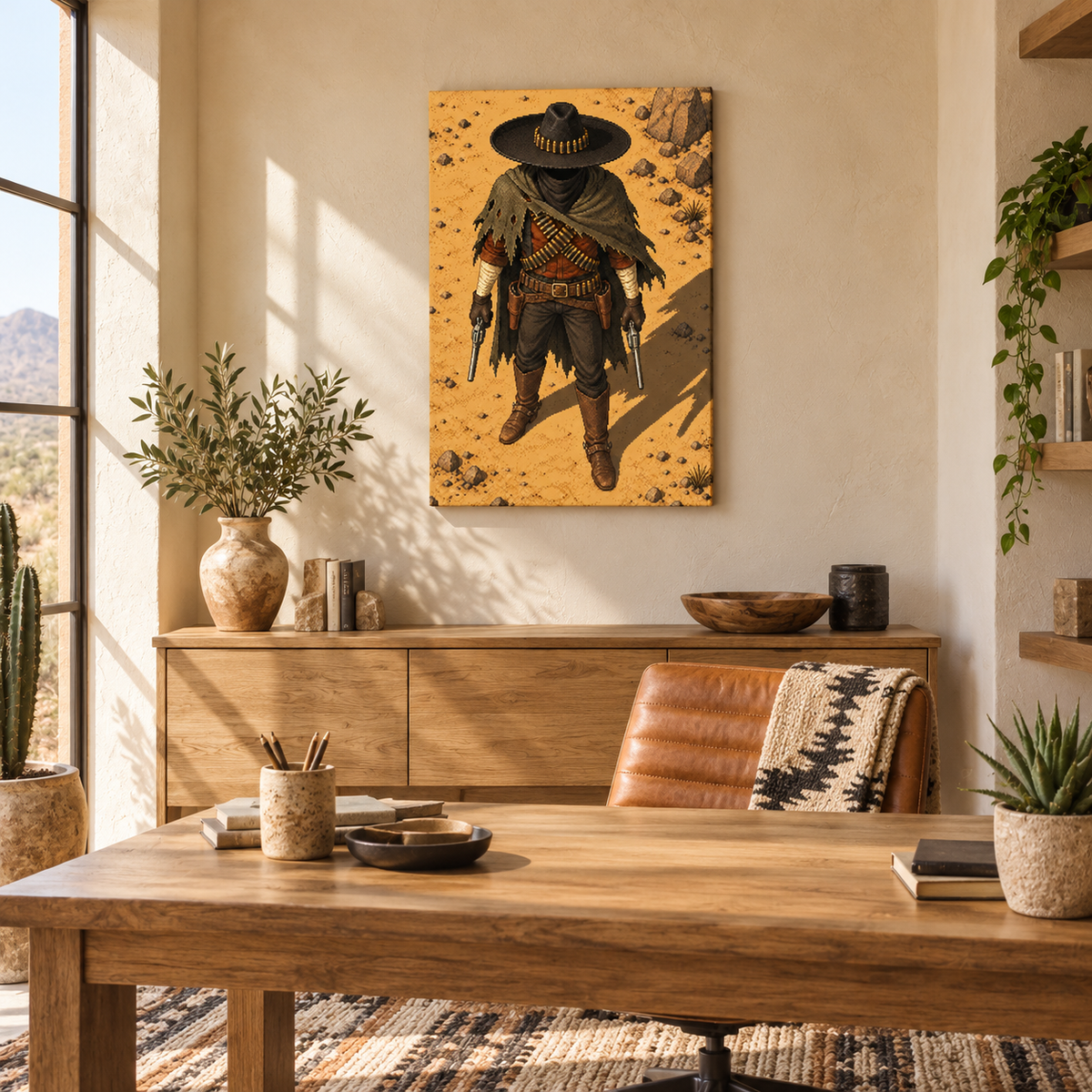Pixel Desert Gunslinger — Brown Frame room scene | AUSJOJO