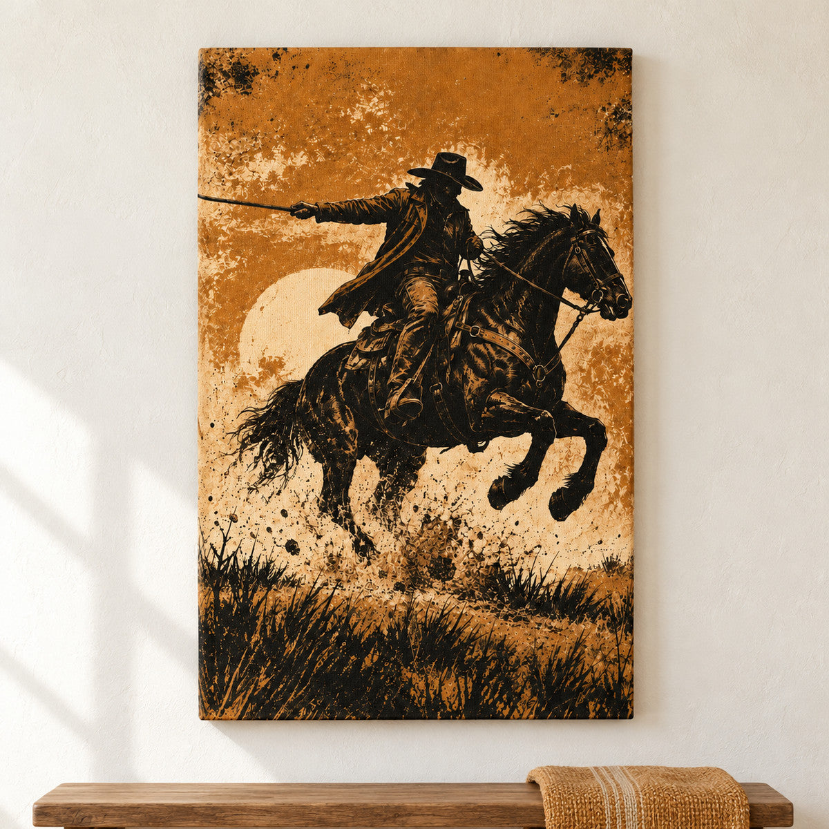 Galloping Western Rider — framed artwork main view | AUSJOJO