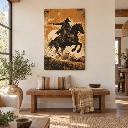 Galloping Western Rider — Black Frame room scene | AUSJOJO