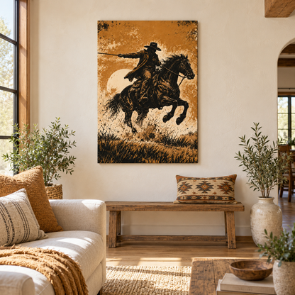 Galloping Western Rider — Brown Frame room scene | AUSJOJO