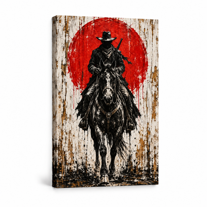 Red Sun Lone Rider — Stretched Canvas product view | AUSJOJO
