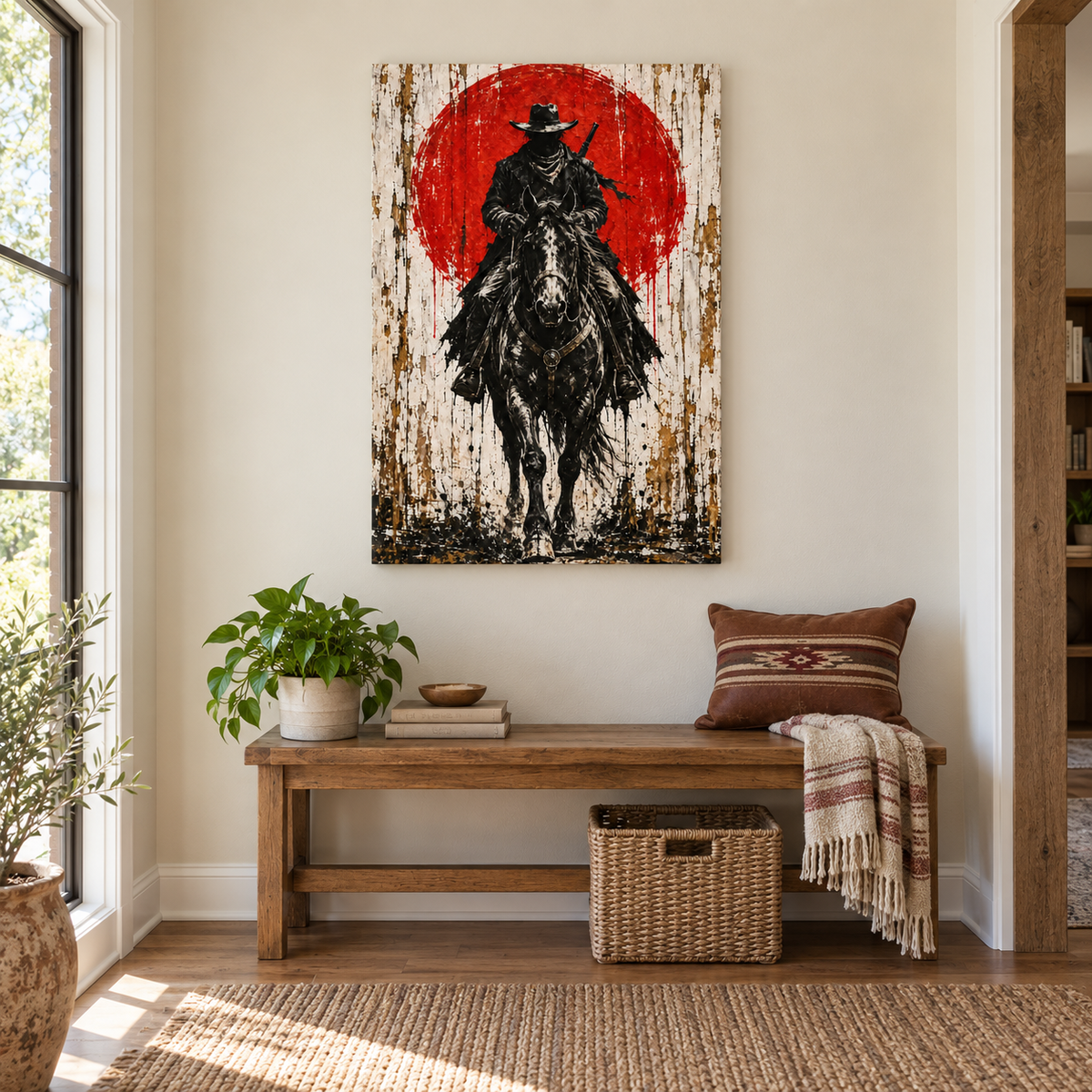 Red Sun Lone Rider — Black Frame room scene | AUSJOJO