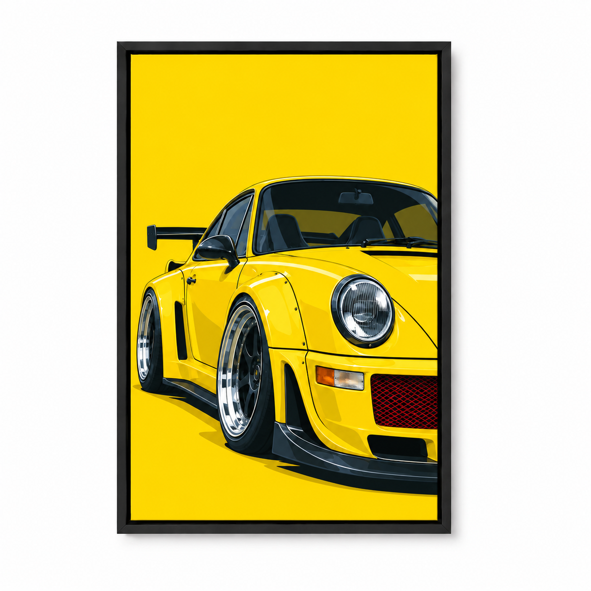Yellow Widebody Sports Car — Black Frame finish product view | AUSJOJO