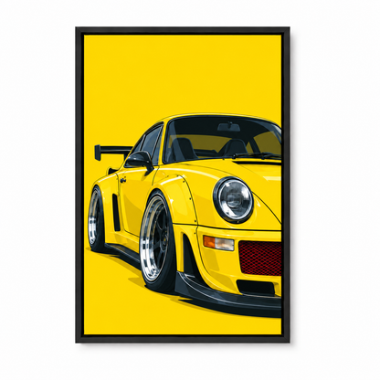 Yellow Widebody Sports Car — Black Frame finish product view | AUSJOJO