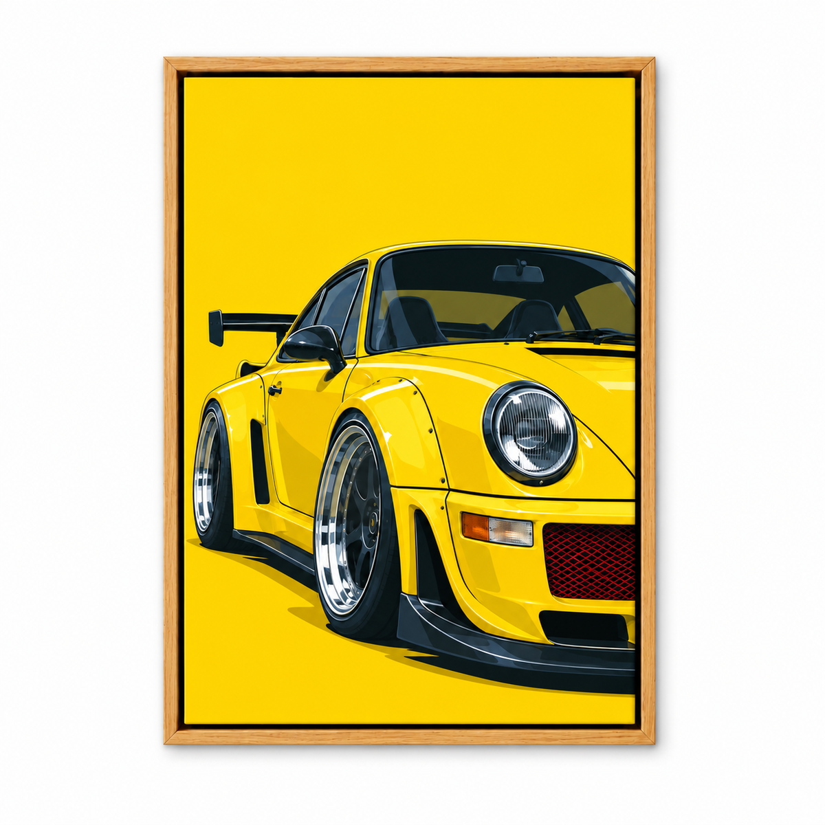 Yellow Widebody Sports Car — Brown Frame finish product view | AUSJOJO
