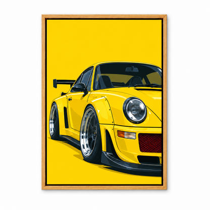 Yellow Widebody Sports Car — Brown Frame finish product view | AUSJOJO