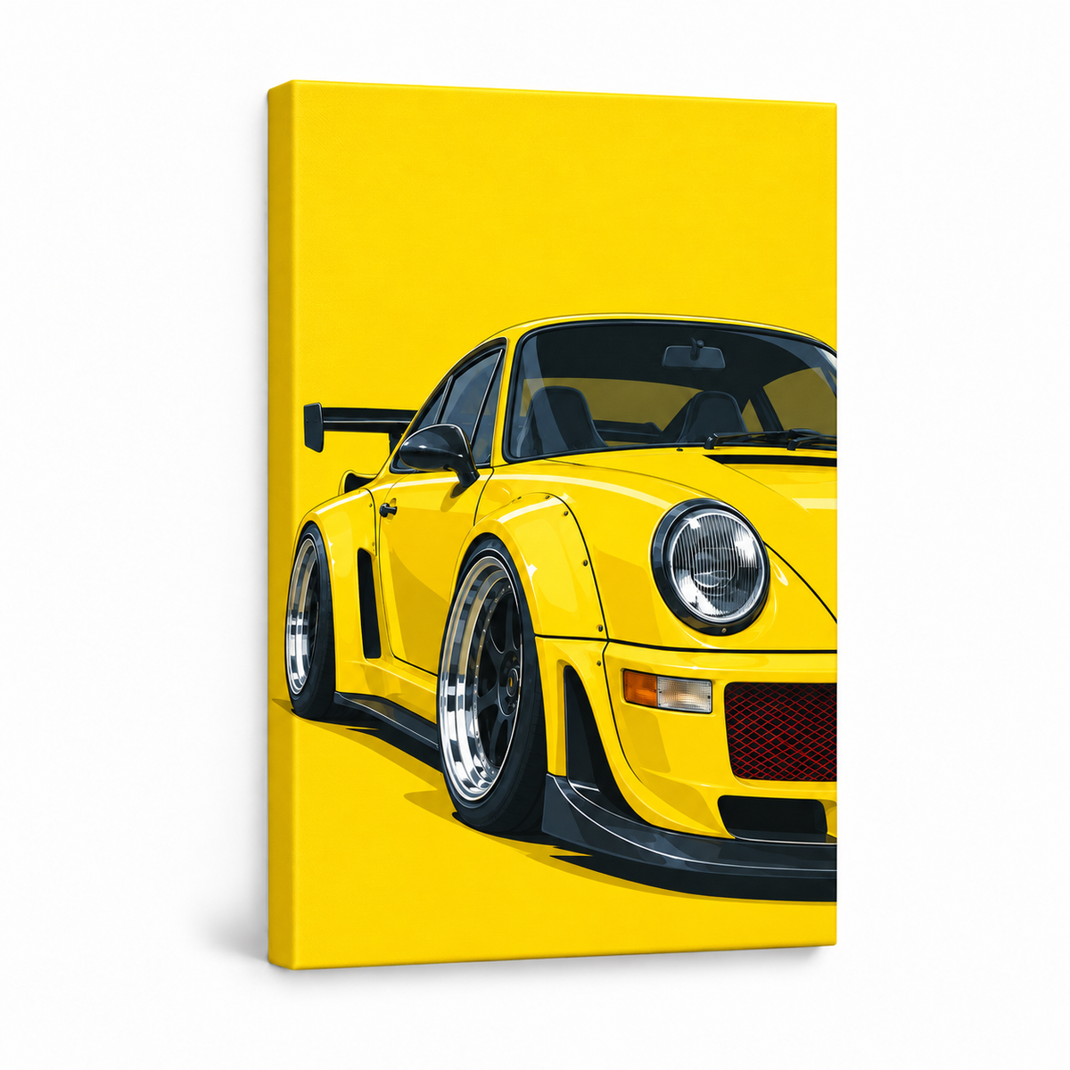 Yellow Widebody Sports Car — Stretched Canvas product view | AUSJOJO