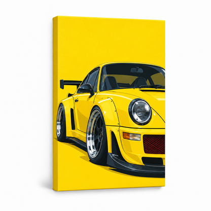 Yellow Widebody Sports Car — Stretched Canvas product view | AUSJOJO