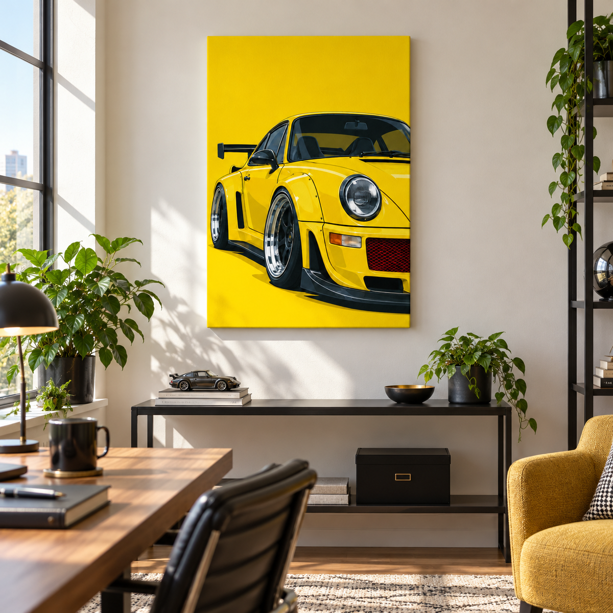 Yellow Widebody Sports Car — Black Frame room scene | AUSJOJO