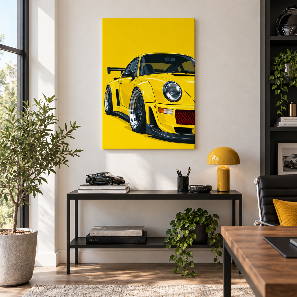 Yellow Widebody Sports Car — Brown Frame room scene | AUSJOJO