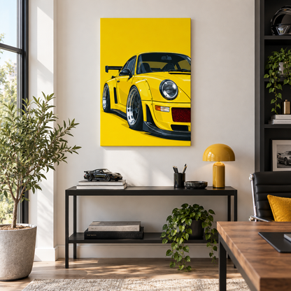 Yellow Widebody Sports Car — Brown Frame room scene | AUSJOJO