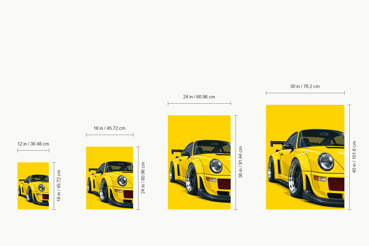 Yellow Widebody Sports Car — size comparison guide | AUSJOJO