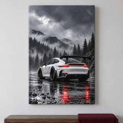 Rainy Forest Track Car — framed artwork main view | AUSJOJO