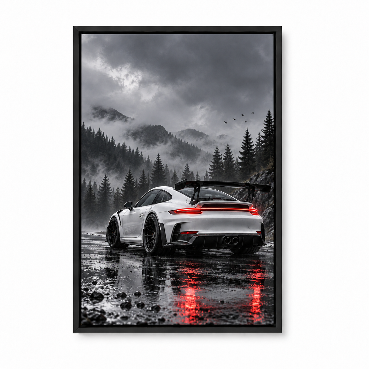 Rainy Forest Track Car — Black Frame finish product view | AUSJOJO