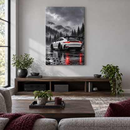 Rainy Forest Track Car — Black Frame room scene | AUSJOJO