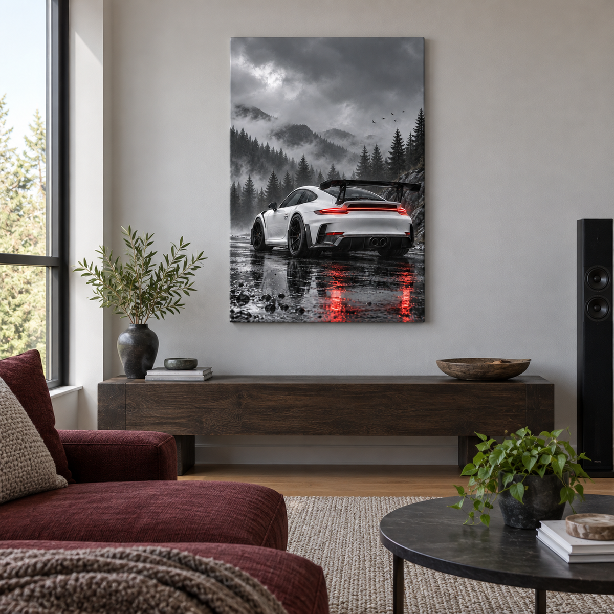 Rainy Forest Track Car — Brown Frame room scene | AUSJOJO