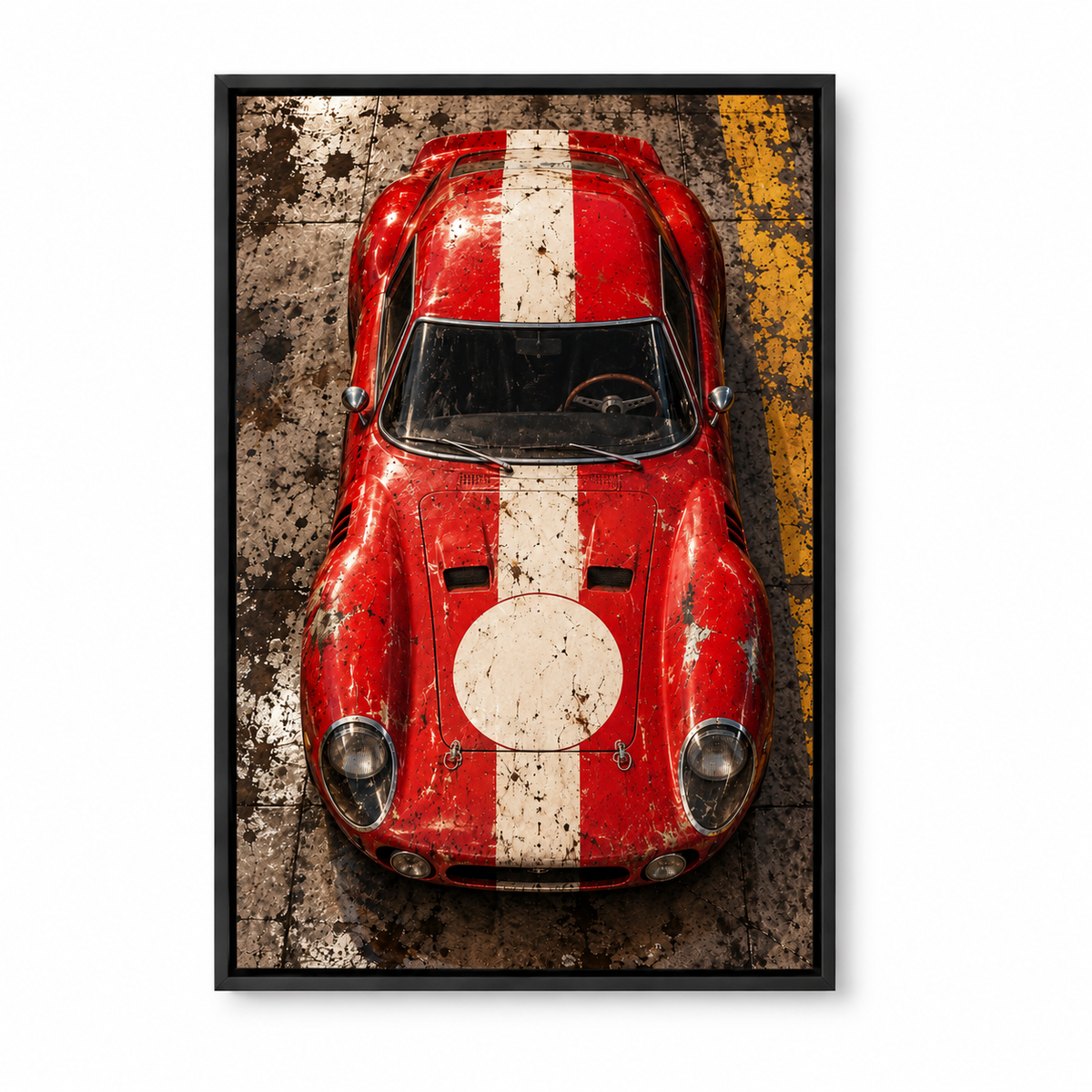 Overhead Red Vintage Racer — Black Frame finish product view | AUSJOJO