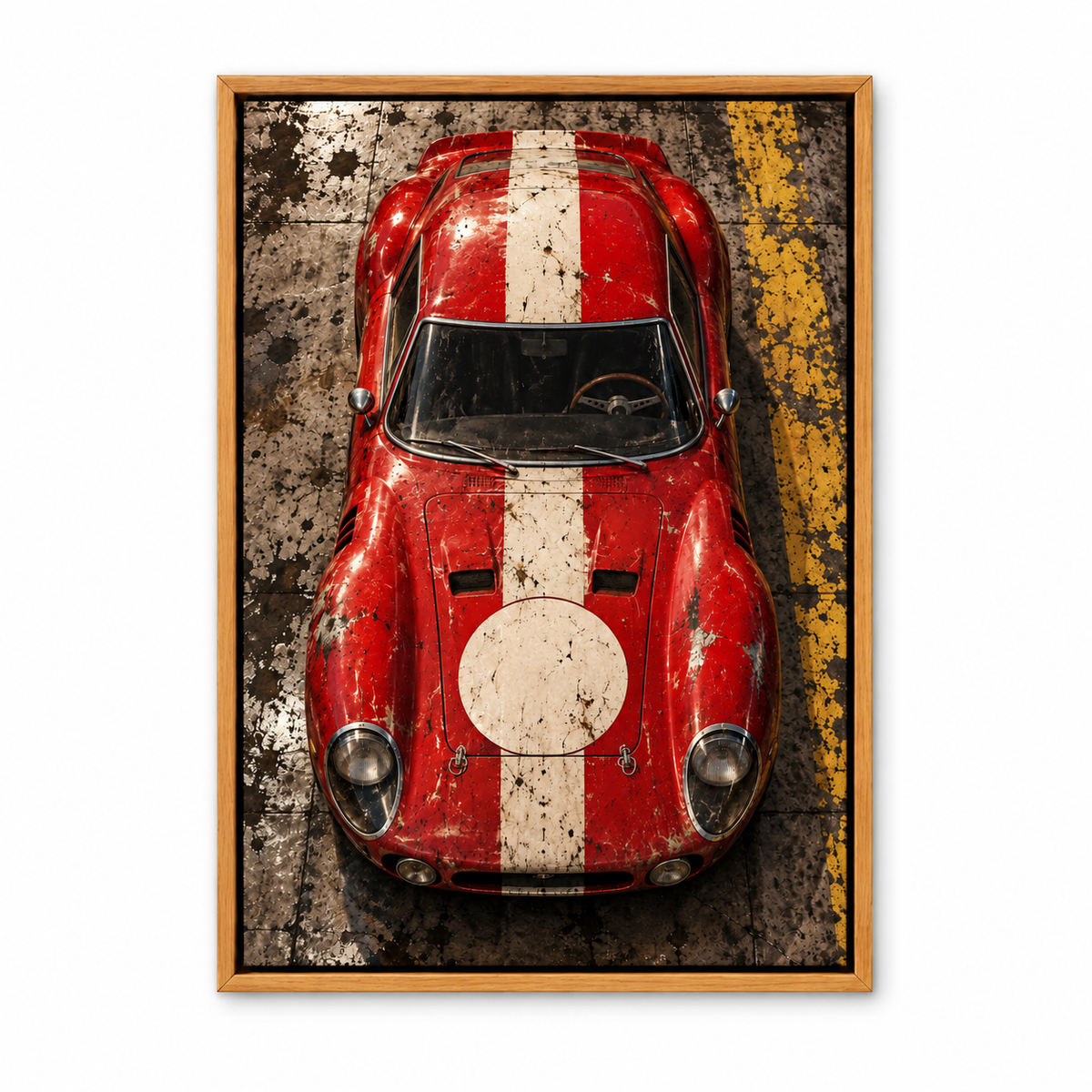 Overhead Red Vintage Racer — Brown Frame finish product view | AUSJOJO