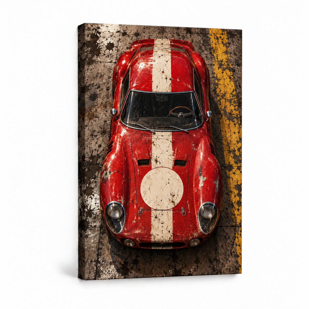 Overhead Red Vintage Racer — Stretched Canvas product view | AUSJOJO