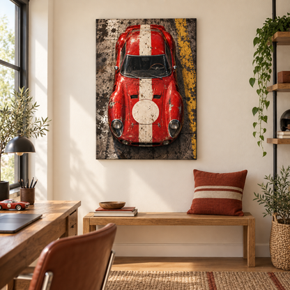 Overhead Red Vintage Racer — Brown Frame room scene | AUSJOJO