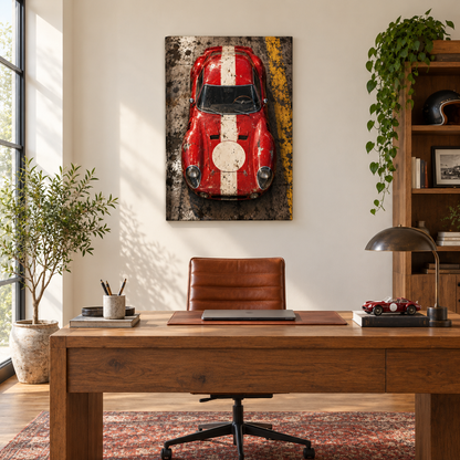 Overhead Red Vintage Racer — Stretched Canvas room scene | AUSJOJO
