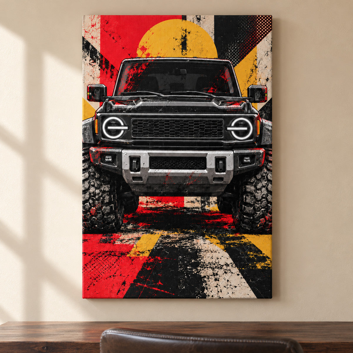 Front View Rugged Offroad Vehicle — framed artwork main view | AUSJOJO