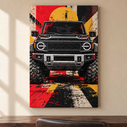 Front View Rugged Offroad Vehicle — framed artwork main view | AUSJOJO