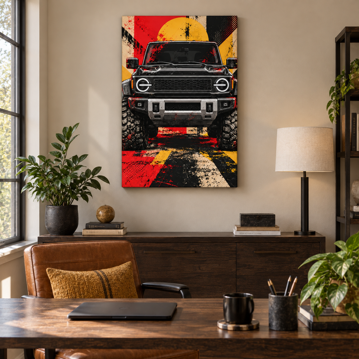 Front View Rugged Offroad Vehicle — Black Frame room scene | AUSJOJO