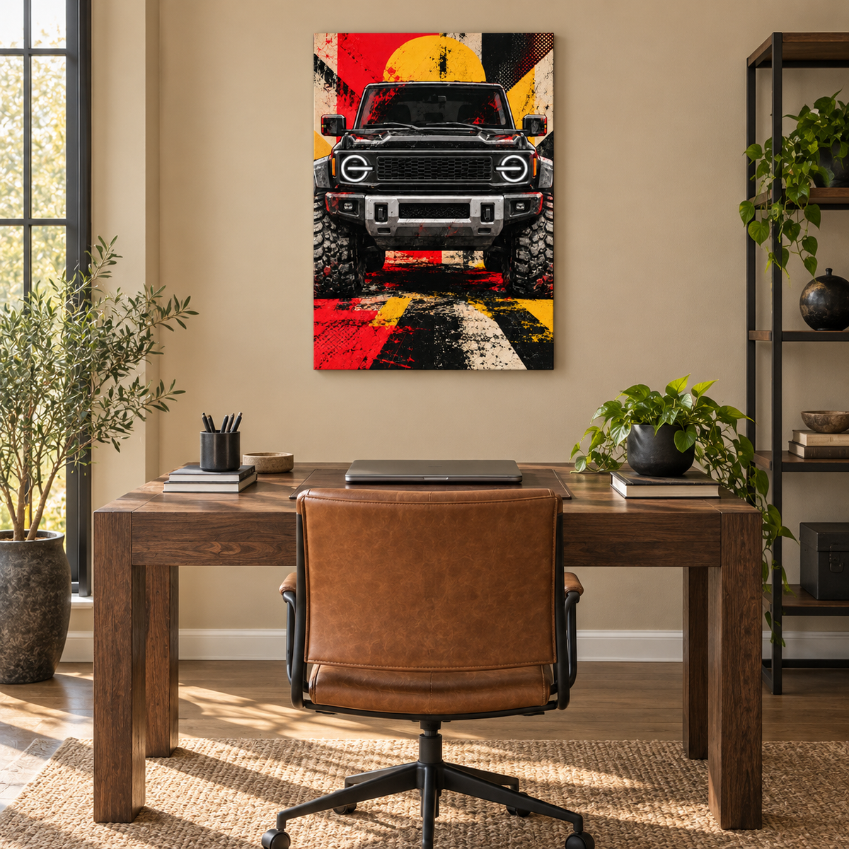 Front View Rugged Offroad Vehicle — Brown Frame room scene | AUSJOJO