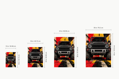 Front View Rugged Offroad Vehicle — size comparison guide | AUSJOJO