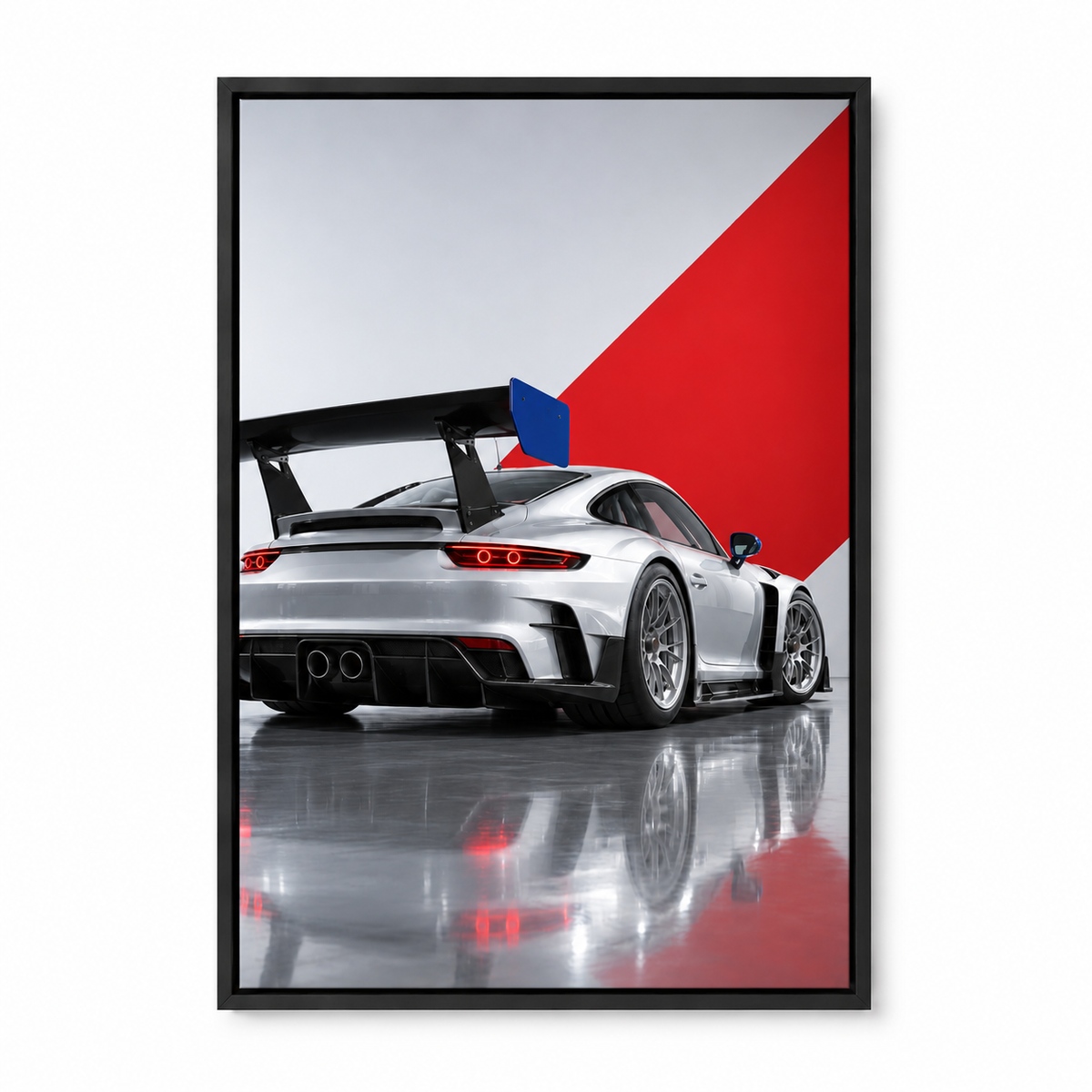 Blue Silver Studio Race Car — Black Frame finish product view | AUSJOJO