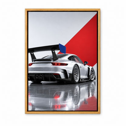 Blue Silver Studio Race Car — Brown Frame finish product view | AUSJOJO