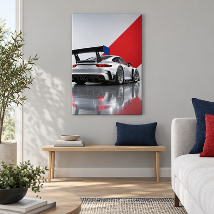 Blue Silver Studio Race Car — Black Frame room scene | AUSJOJO