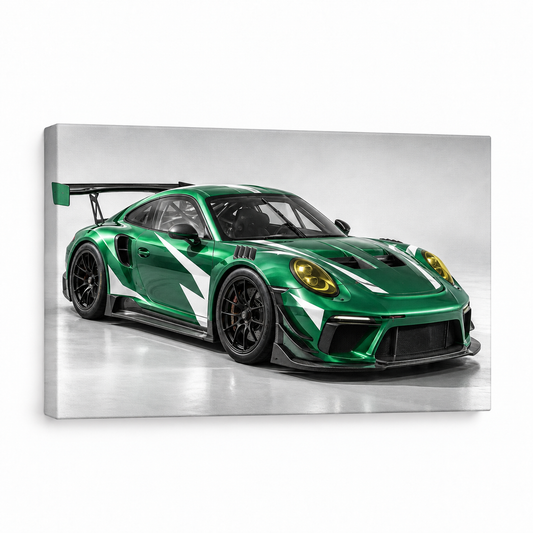 Green GT Oblique Studio Landscape — Stretched Canvas product view | AUSJOJO