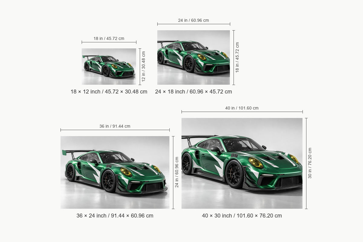 Green GT Oblique Studio Landscape — size comparison guide | AUSJOJO