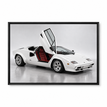 White Scissor Door Exotic Landscape — Black Frame finish product view | AUSJOJO