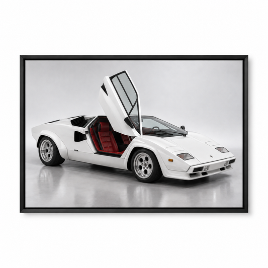 White Scissor Door Exotic Landscape — Black Frame finish product view | AUSJOJO