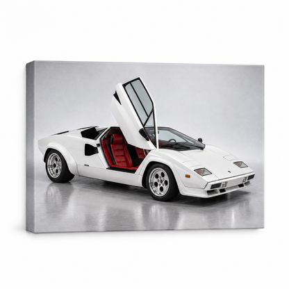 White Scissor Door Exotic Landscape — Stretched Canvas product view | AUSJOJO