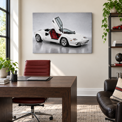 White Scissor Door Exotic Landscape — Stretched Canvas room scene | AUSJOJO