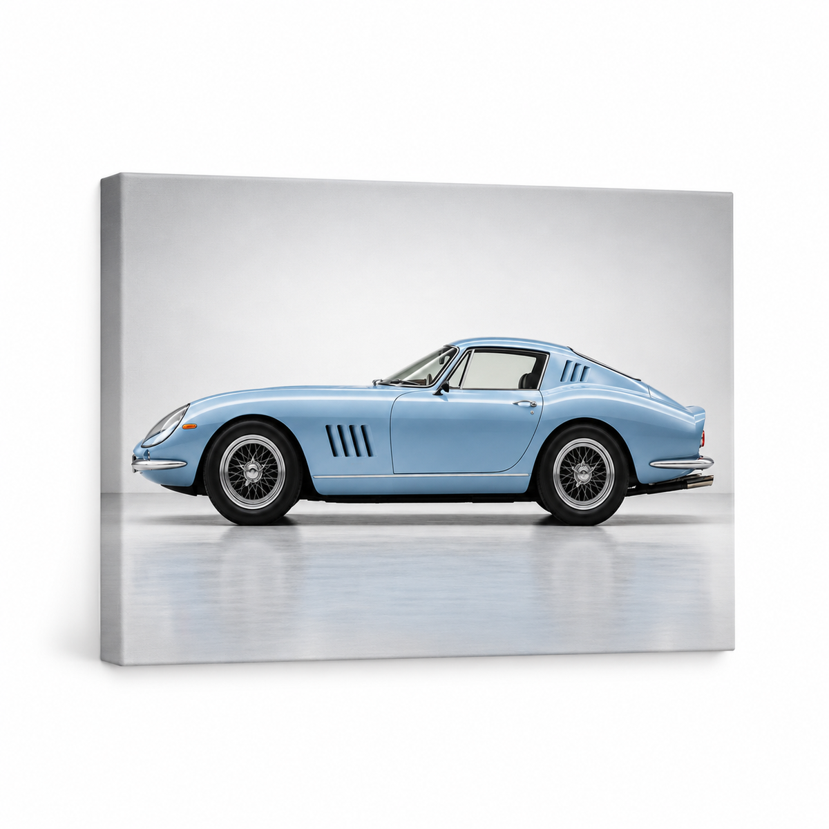 Pale Blue Streamliner Profile Landscape — Stretched Canvas product view | AUSJOJO