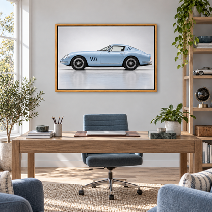 Pale Blue Streamliner Profile Landscape — Brown Frame room scene | AUSJOJO