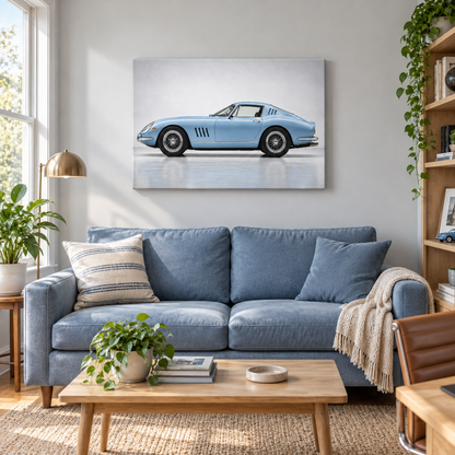 Pale Blue Streamliner Profile Landscape — Stretched Canvas room scene | AUSJOJO